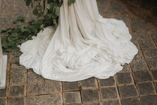 Details of wedding decoration. Wedding ceremony outside.