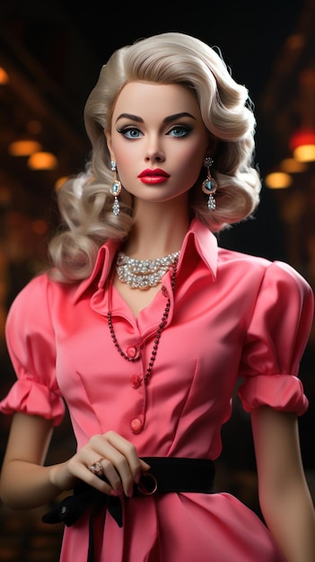 Details zijn belangrijk Levensechte Barbie helderblauwe ogen roze wangen Gemaakt met Generative AI
