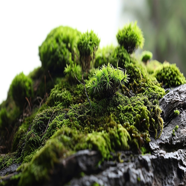 Detalle cercano de vegetacin muy verde en un rbol de un bosque