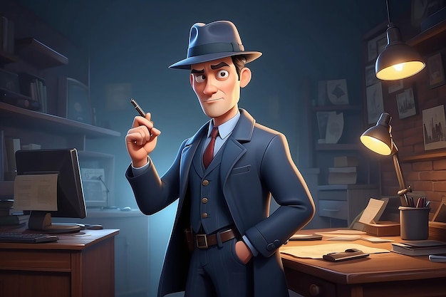 Detective Cartoon Character Illustration