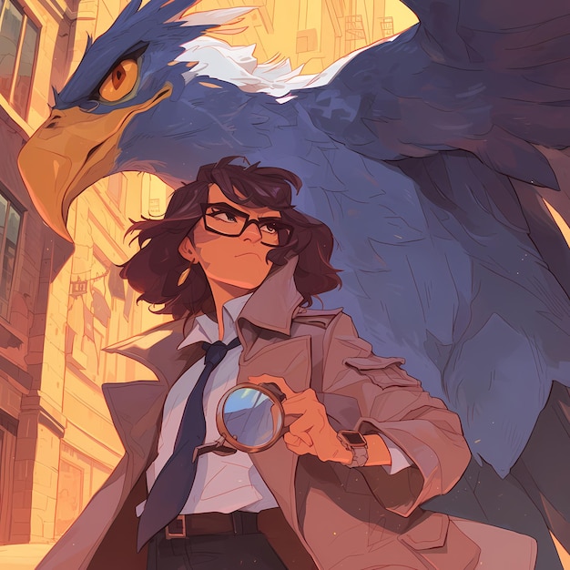 Detective in a City with a Mysterious Bird