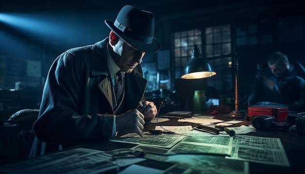 A detective at crime scene investigation photoshoot