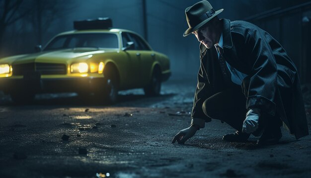 Photo a detective at crime scene investigation photoshoot