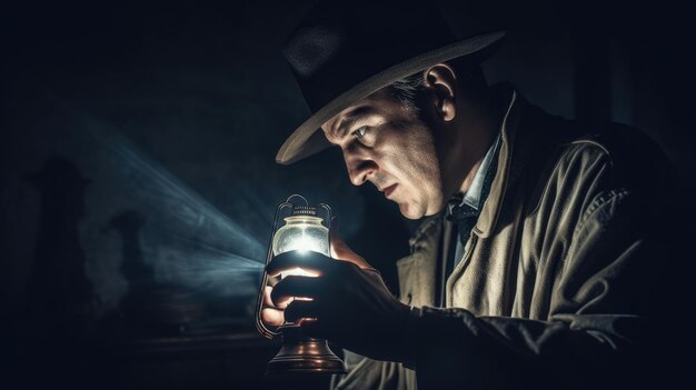 Detective holding a flashlight