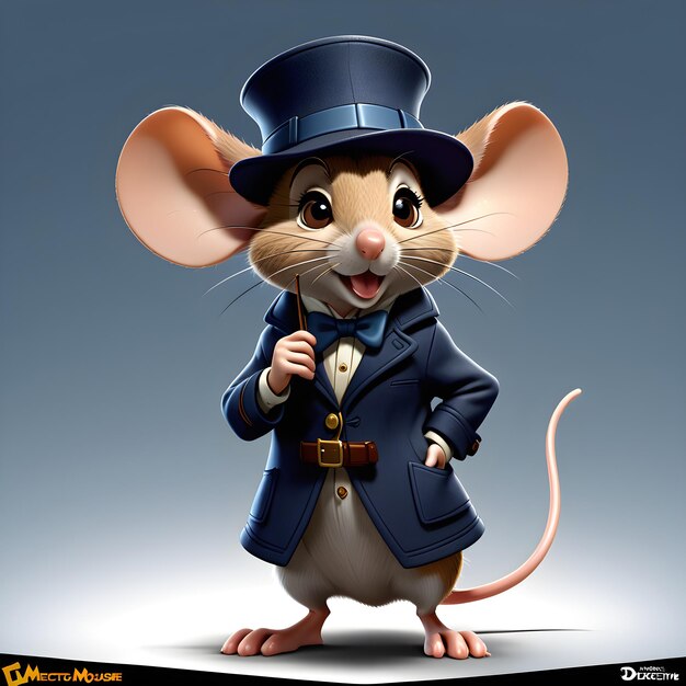 Photo detective mouse with top hat