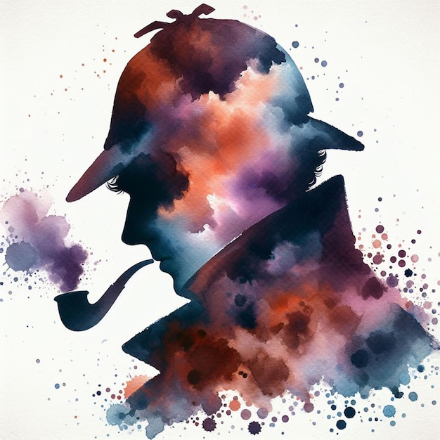 detective watercolor illustration for book cover