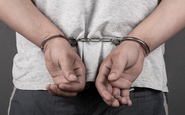 Задержание преступника рука в наручниках