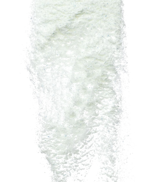 Photo detergent powder splash fly in air detergent powder pour float in mid air