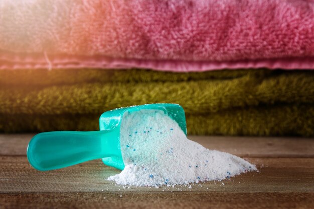 Detergent Or Washing Powder In Measuring Spoon.