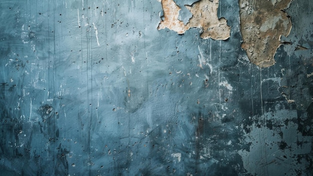 Deteriorating Blue Wall With Peeling Paint