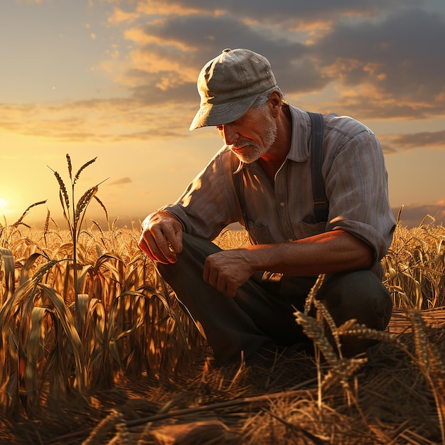 решимость фермера, ухаживающего за своими полями, символизирует тяжелый труд и сельское хозяйство