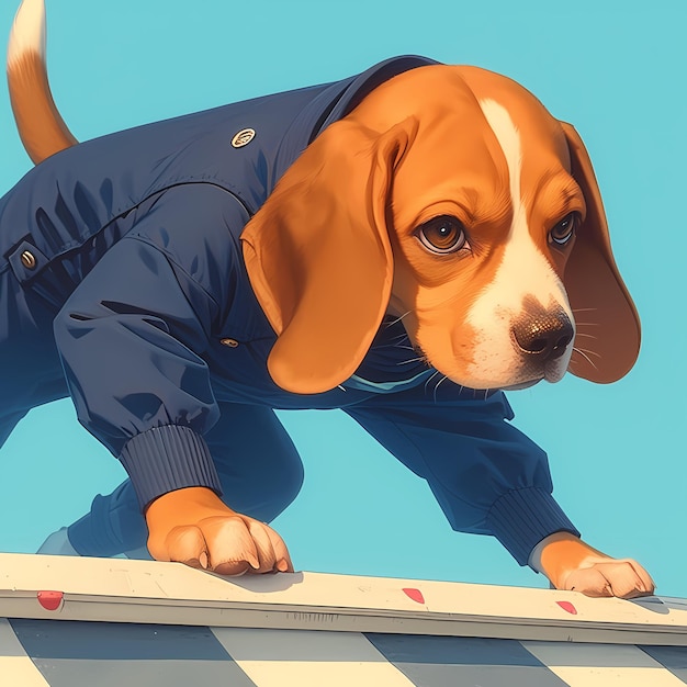 Determined Beagle in Ninja Suit