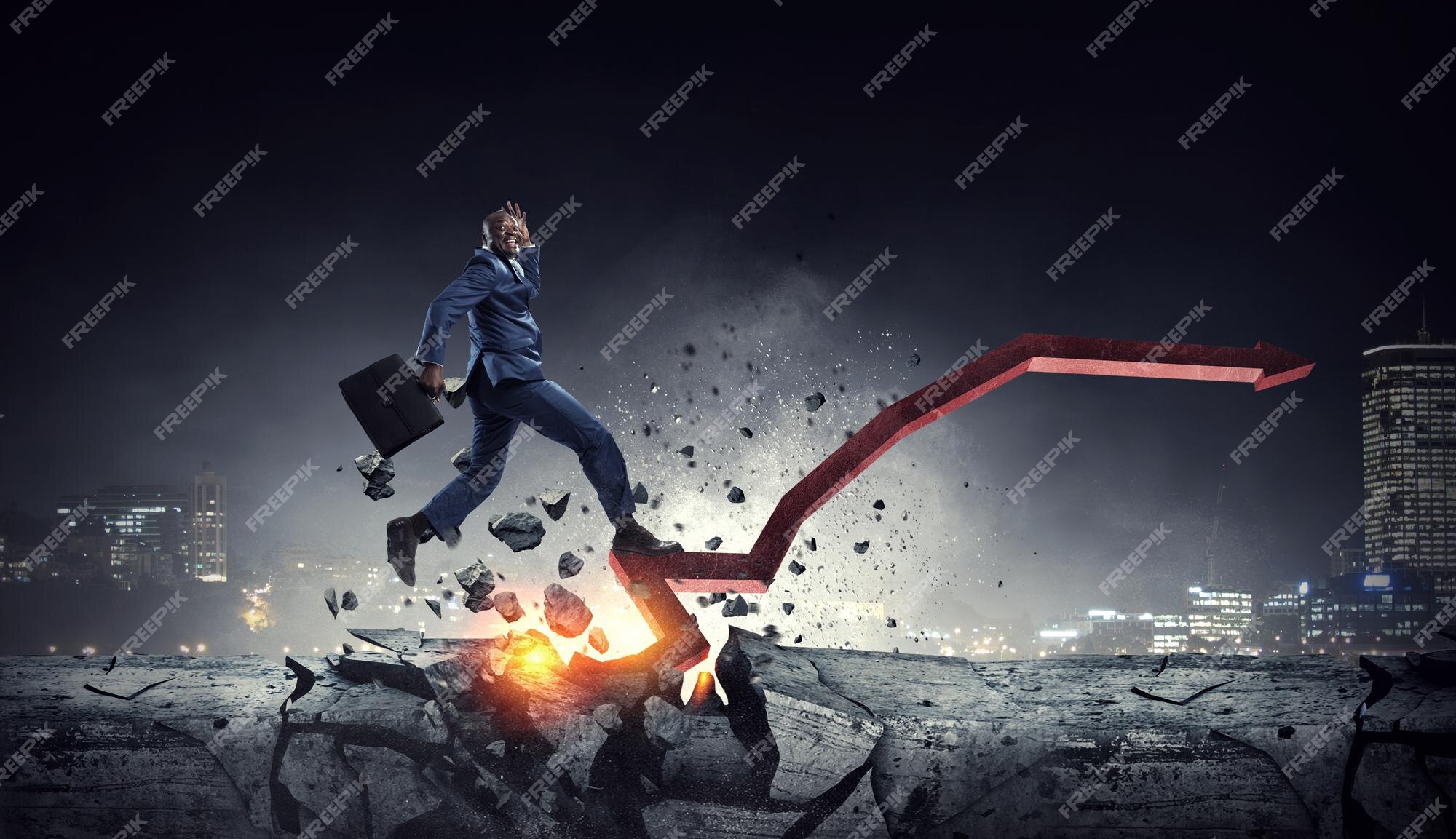 Premium Photo | Determined businessman leaving fire trails on his way to success. mixed media Premium Photo | Determined businessman leaving fire trails on his way to success. mixed media
