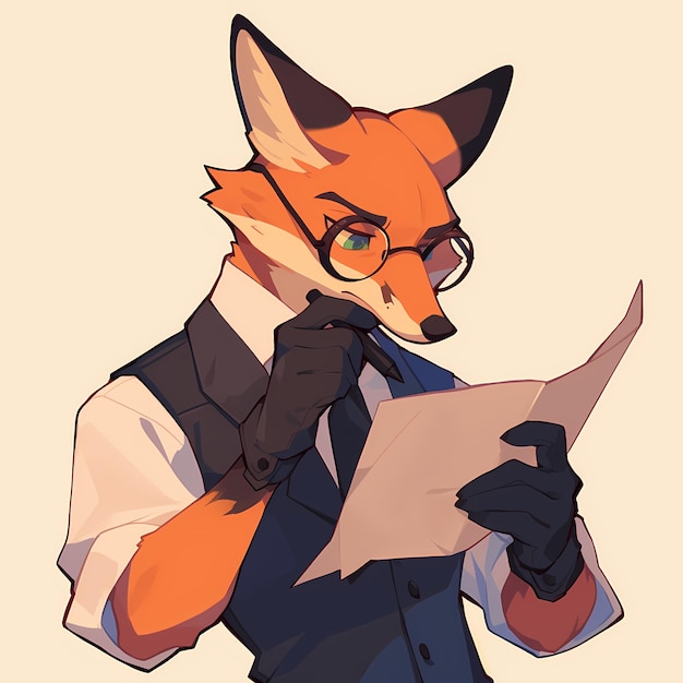 Photo determined fox in suit animestyle illustration