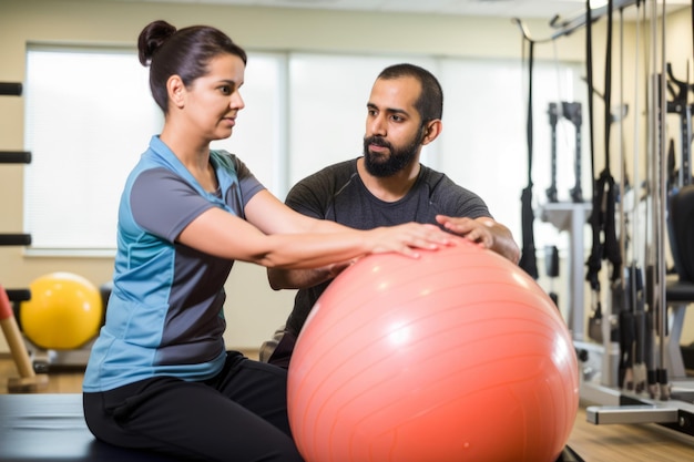 Determined and passionate physical therapist helping a patient with a disability regain their