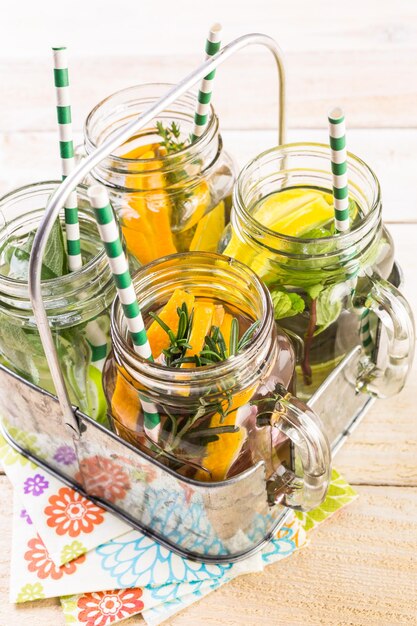 Detox citrus infused water as a refreshing summer drink.