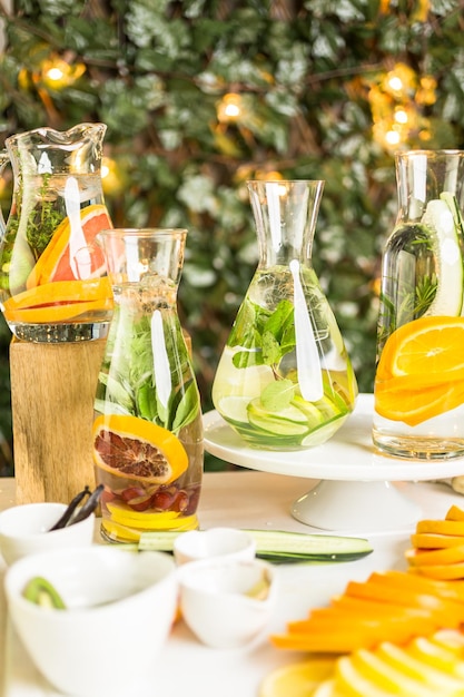 Detox citrus infused water as a refreshing summer drink.