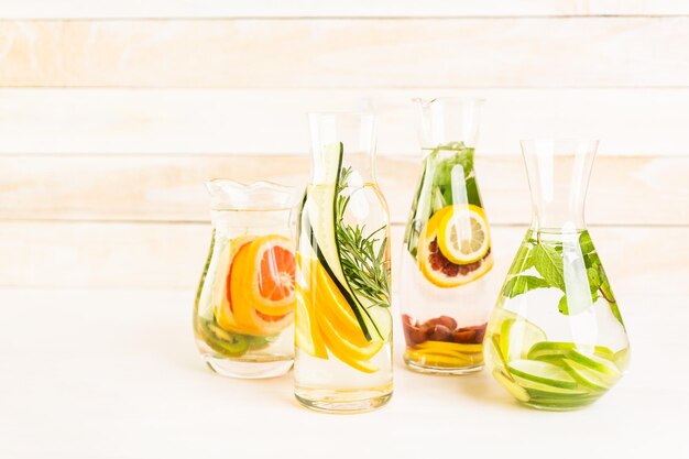 Detox citrus infused water as a refreshing summer drink.