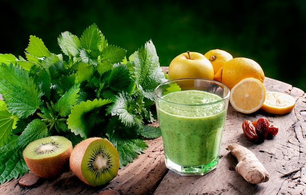 Detox drink smoothie with nettles