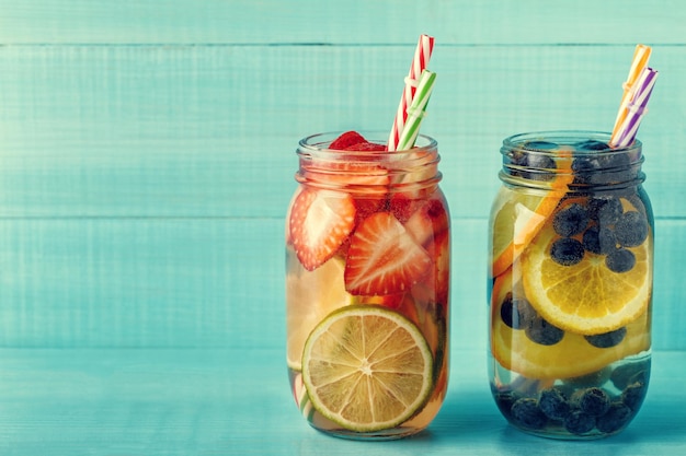 Detox fruit infused water Refreshing summer homemade cocktail