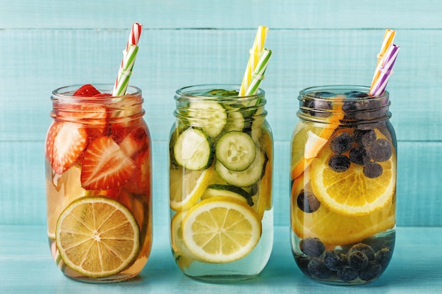 Detox fruit infused water Refreshing summer homemade cocktail