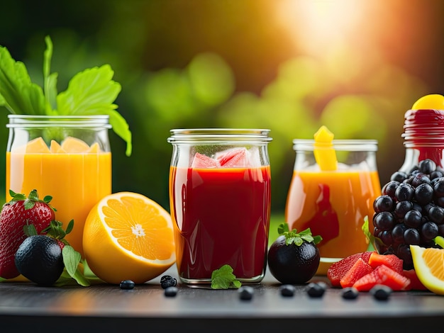 Detox juice mixture of fruits ai generative