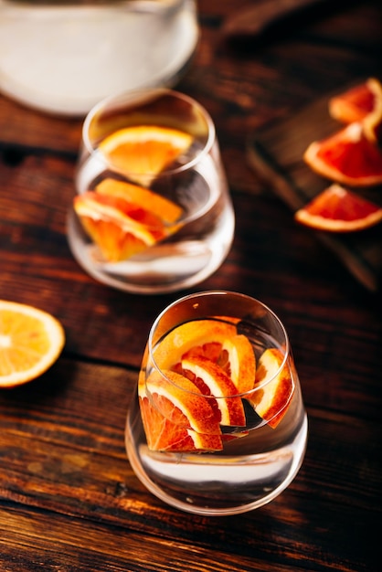 Detox water with blood oranges