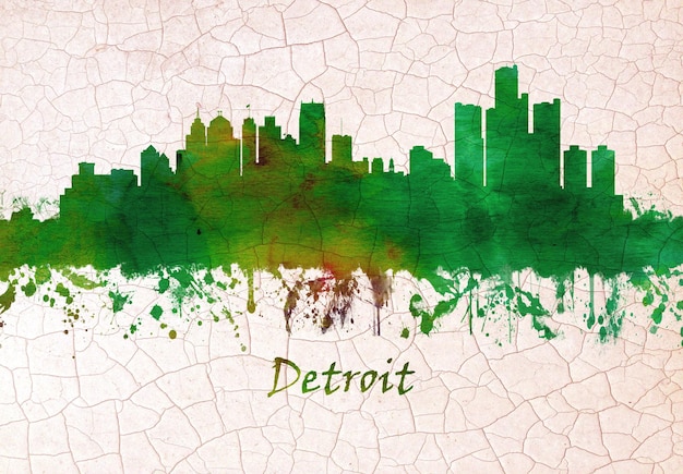 Photo detroit michigan skyline