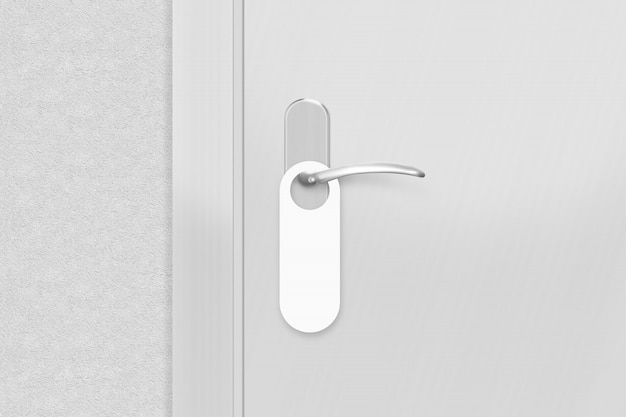 Foto deurknop met lege deurhanger mock up