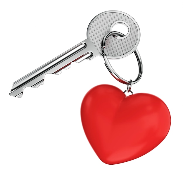 Deursleutel en hartvormige sleutelhanger