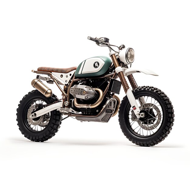 Foto deus douane de winston een eenmalige scrambler met hand fabri motor op witte achtergrond schoon