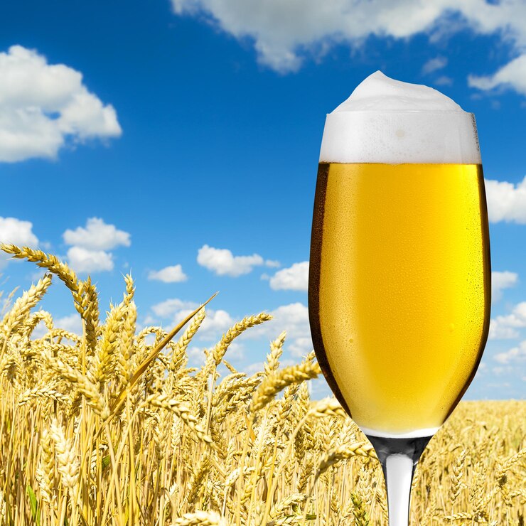 Foto deutsches bier mit tropfen im feld