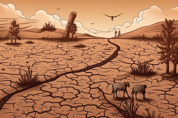 Photo devastating drought illustration generative ai