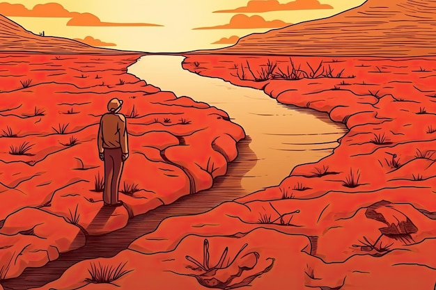 Devastating Drought Illustration Generative AI