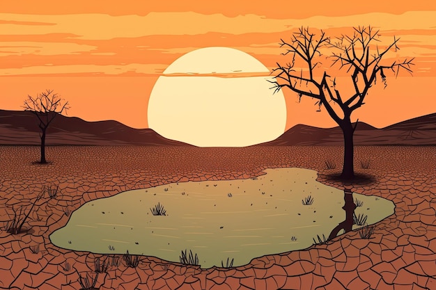 Photo devastating drought illustration generative ai