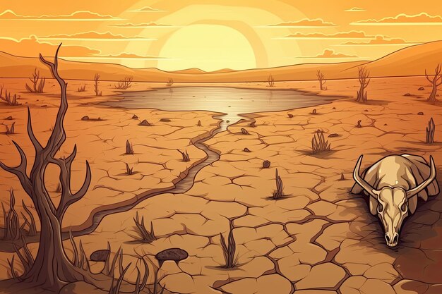 Photo devastating drought illustration generative ai