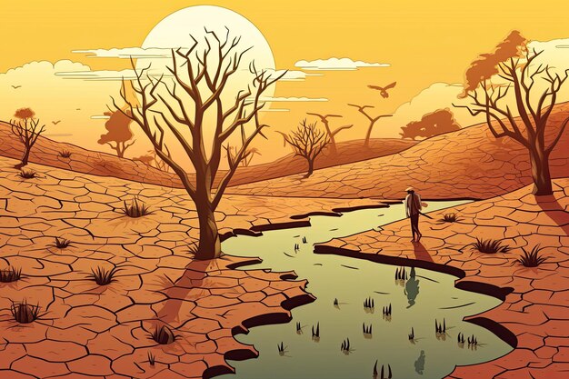 Photo devastating drought illustration generative ai