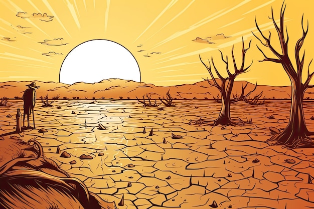 Photo devastating drought illustration generative ai