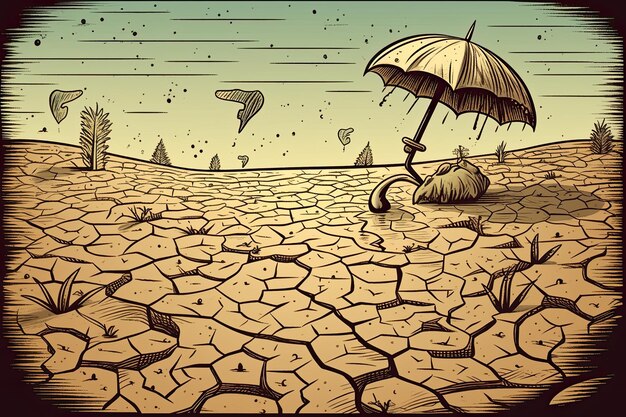Разрушительная засуха Иллюстрация Генеративный AI
