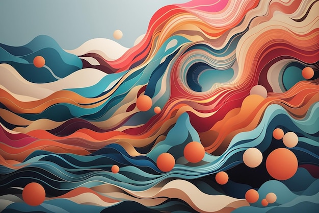 Develop a background that combines geometric shapes with organic flowing lines