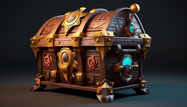 Develop a magical treasure chest 3D model with compartments for storing various magic props Include secret compartments and a lock to a 25