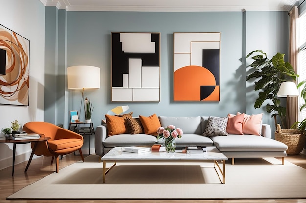 Photo develop a mockup of a contemporary art galleryinspired living room