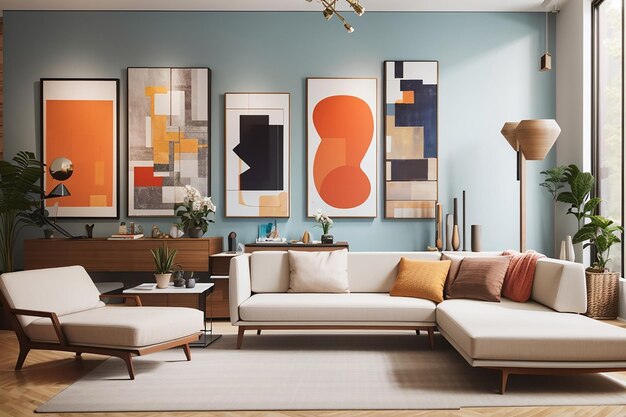 Photo develop a mockup of a contemporary art galleryinspired living room