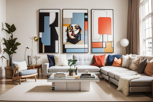 Photo develop a mockup of a contemporary art galleryinspired living room