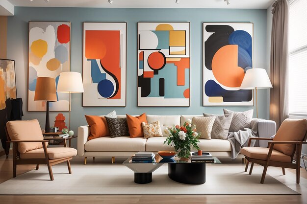 Photo develop a mockup of a contemporary art galleryinspired living room