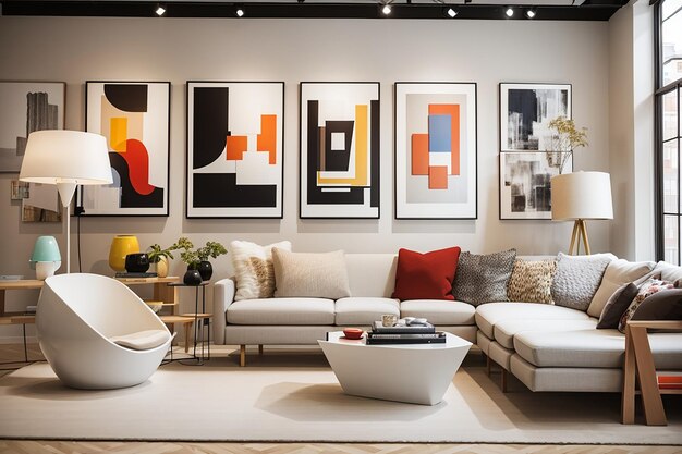 Photo develop a mockup of a contemporary art galleryinspired living room