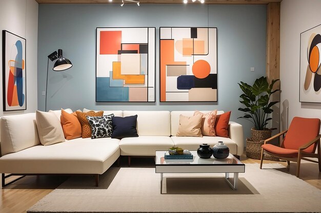 Photo develop a mockup of a contemporary art galleryinspired living room