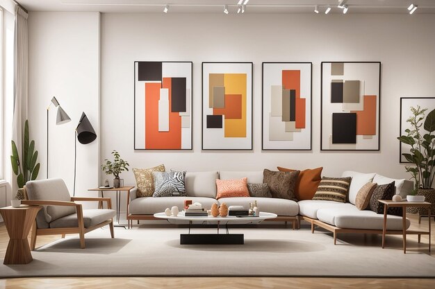 Photo develop a mockup of a contemporary art galleryinspired living room