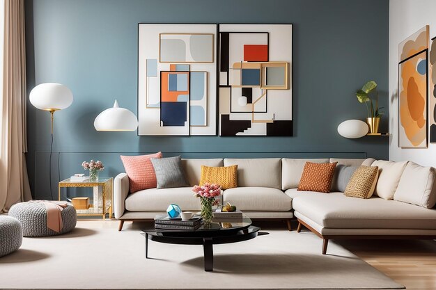 Photo develop a mockup of a contemporary art galleryinspired living room