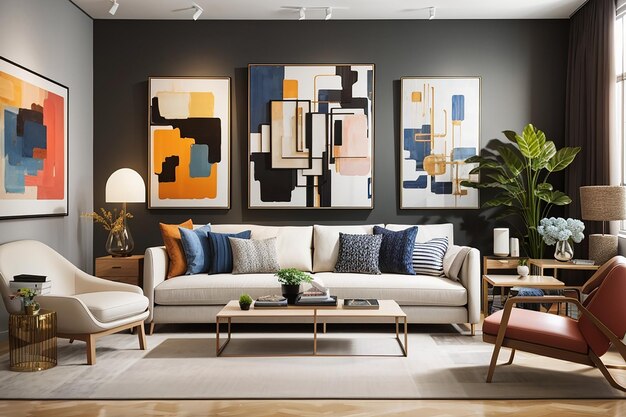 Photo develop a mockup of a contemporary art galleryinspired living room